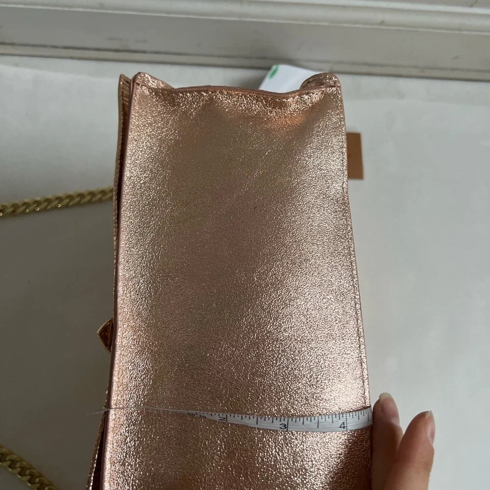 MARC ELLIS Leather Crossbody Shoulder Bag Metallic Pink Made in Italy - Picture 9 of 9